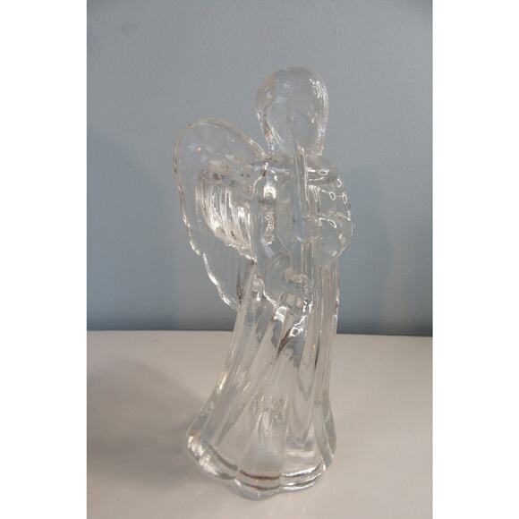 Christmas Glass Angel Holding Musical Instrument Candle Holder - Picture 2 of 7